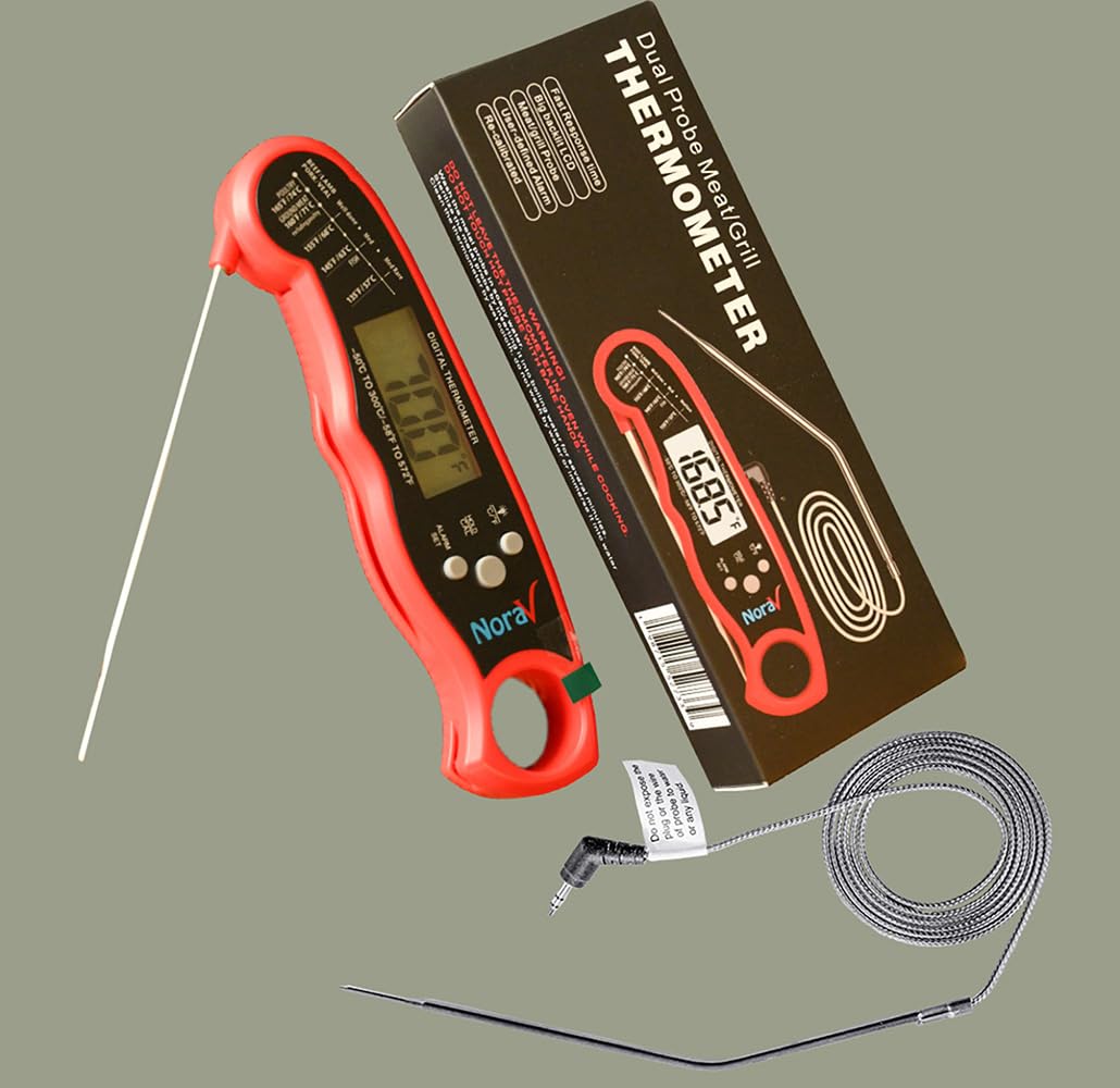 Termómetro digital de doble sonda para carne, dispositivo de cocina de lectura instantánea para dulces, parrilla, barbacoa, LCD grande, cocina en interiores y exteriores, regalo único para hombres