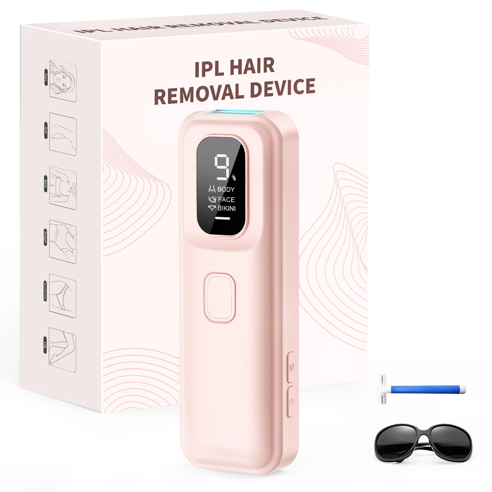 IPL Depiladora Laser para Mujer, Consigue Resultados de Salón en Casa, Depiladora de Luz Pulsada Compacta y Multicolor, Luz Pulsada Profesional para Todo el Cuerpo Rosa