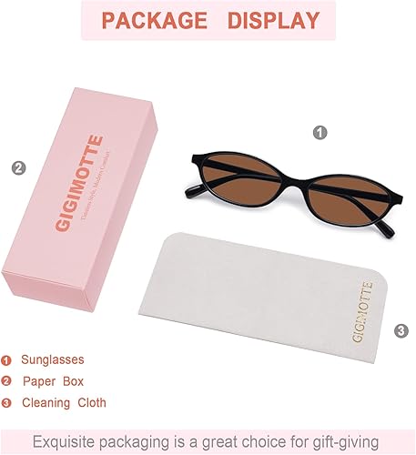 Vista 5 de Gafas de sol ovaladas retro para mujer, estilo vintage de los años 90, marco estrecho de ojo de gato GM9603