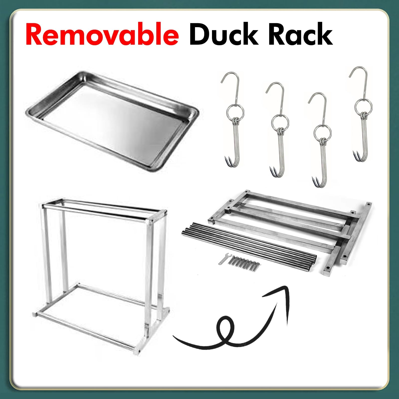 Grill Barbecue Rack Espositore per pancetta in acciaio inossidabile con vassoio raccogli-gocce, scaffale per anatra arrosto commerciale/domestica, scaffale per essiccazione(H - 80cm (31 1/2in))