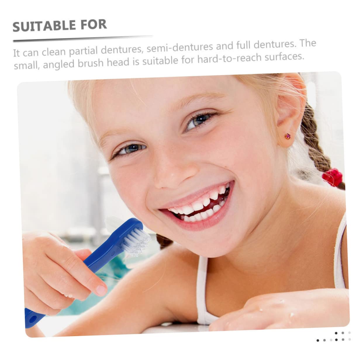 PartyKindom 24pezzi Spazzolino Dentiera Spazzolino Portatile Per Pulizia Denti Falsi Con Doppia Testa Leggero e Ergonomico Per Adulti Facile Da Pulire e Resistente