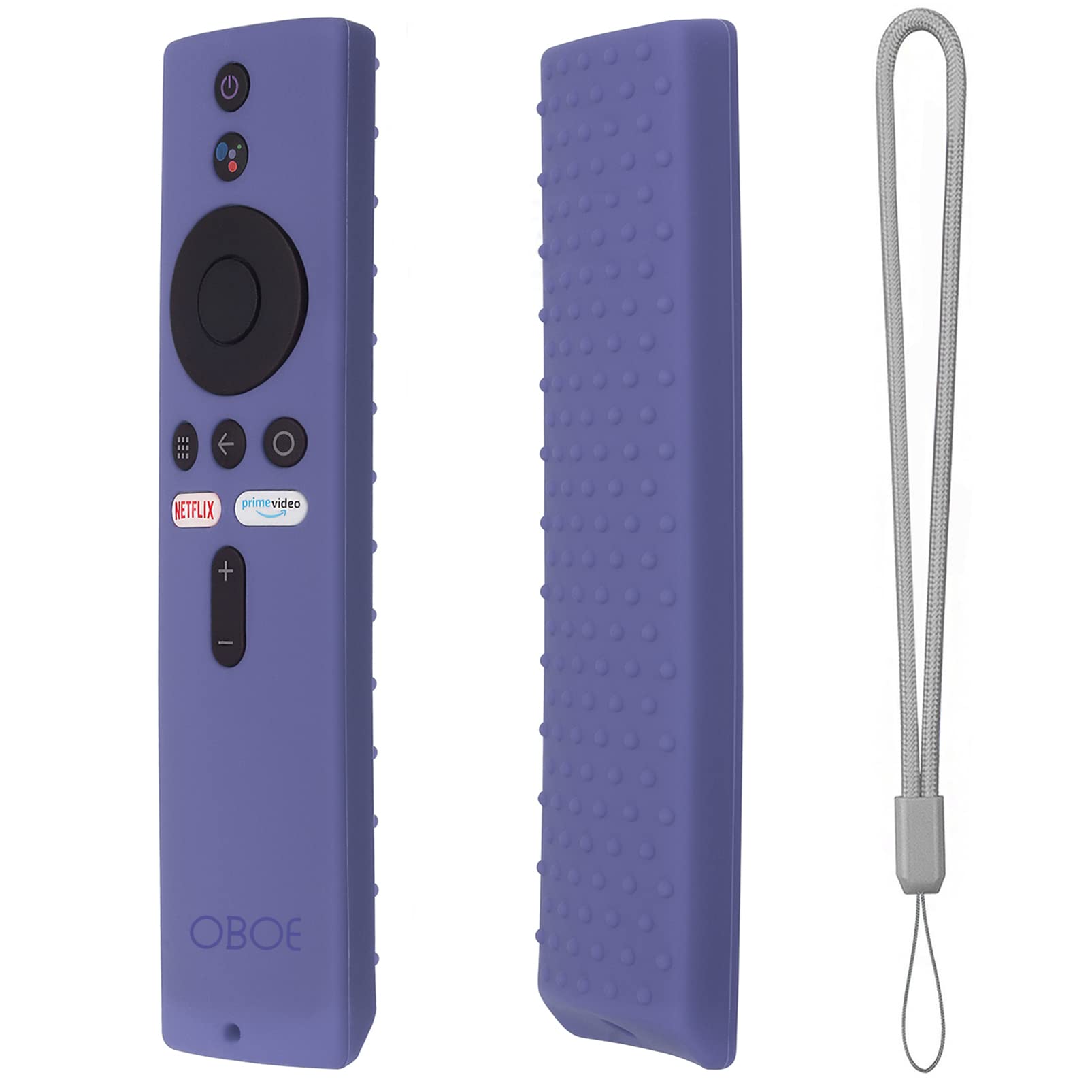 Oboe Silicone Tv Remote Cover Compatible with Xiaomi Mi TV Remote Netflix/Amazon Model 4X (65,55,50,43 inch) / 4A (40 inch) Remote Protective Case with Lanyard (Lavender Grey) [Remote NOT Included]