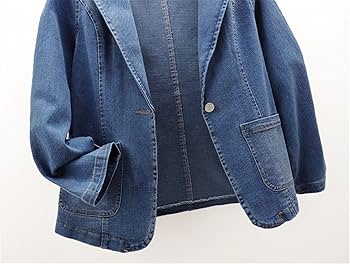 Amazon.co.jp: デニムスーツジャケットファム長袖 1 ボタン