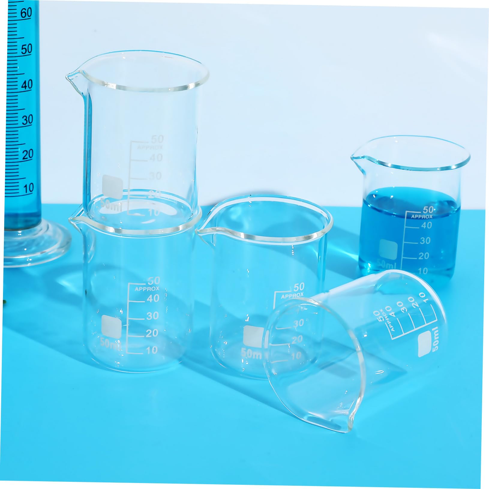 Alipis Vasos de Vidrio Set de 20 para Laboratorio Capacidad de 50 Ml Medición Precisa y Uso Versátil, Cristalería Simple y Elegante para Experimentos Científicos