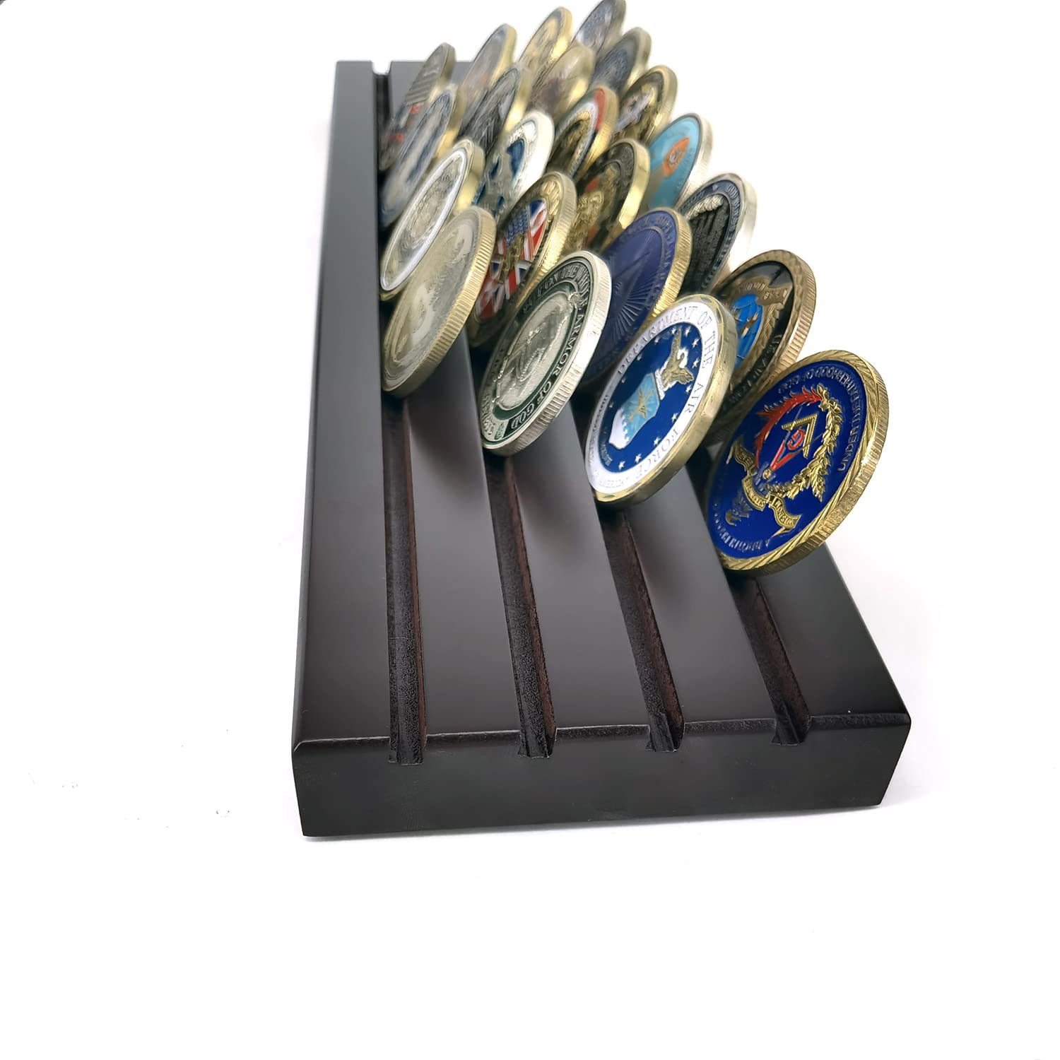 Aomcisi Portamonete a 4 file, stile militare, da collezione, per esporre monete da 32 a 36 monete (grande)