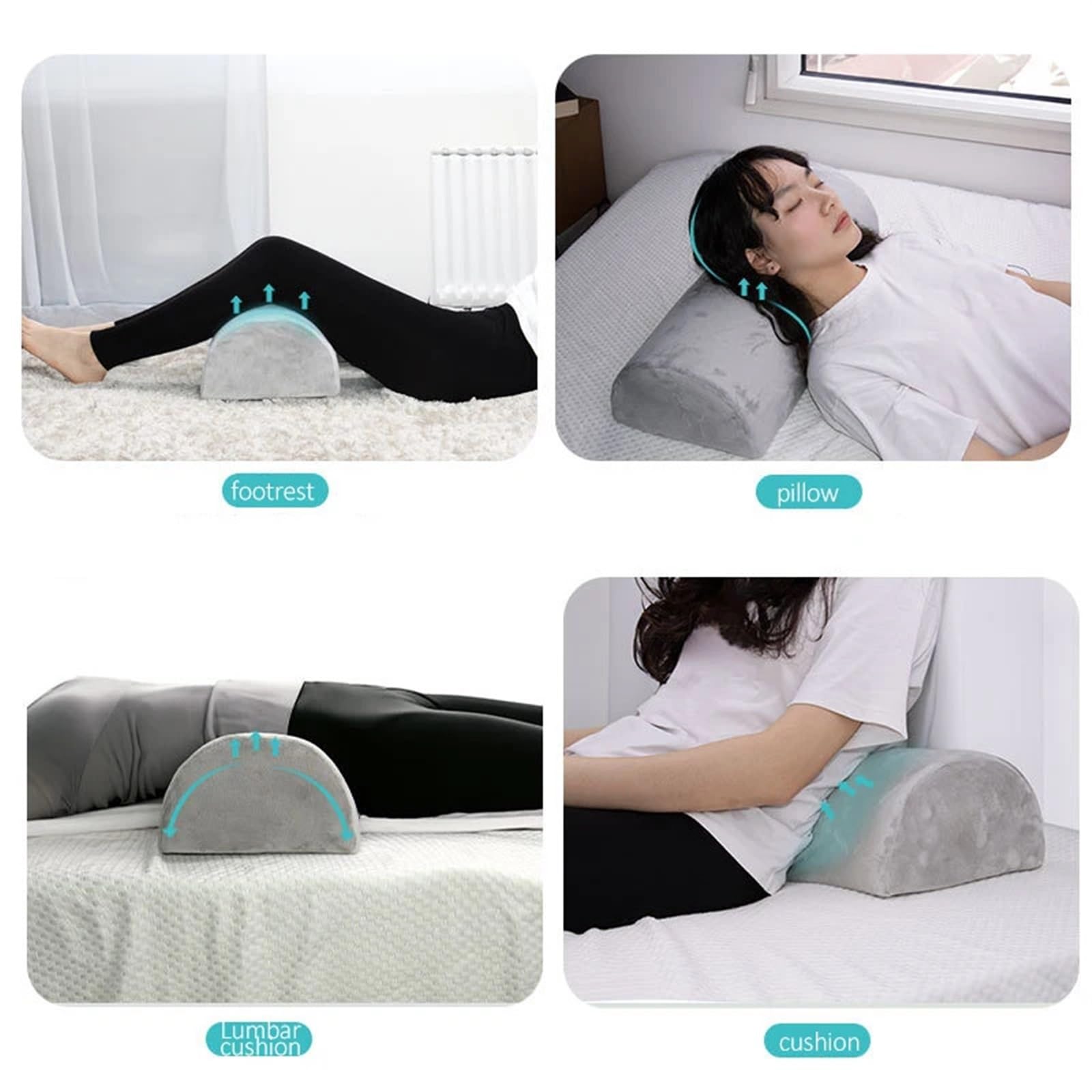 Almohada De Espuma Con Memoria Almohada de espuma viscoelástica for aliviar el dolor de espalda, almohada de espuma viscoelástica, almohada de rodilla con refuerzo de media luna for dormir de lado, es