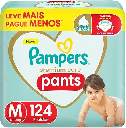 Pampers Premium Care Pants Fralda Tamanho M 124 Unidades, Fácil de Vestir Menor preço em Pampers Premium Care Pants Fralda Tamanho M 124 Unidades, Fácil de Vestir