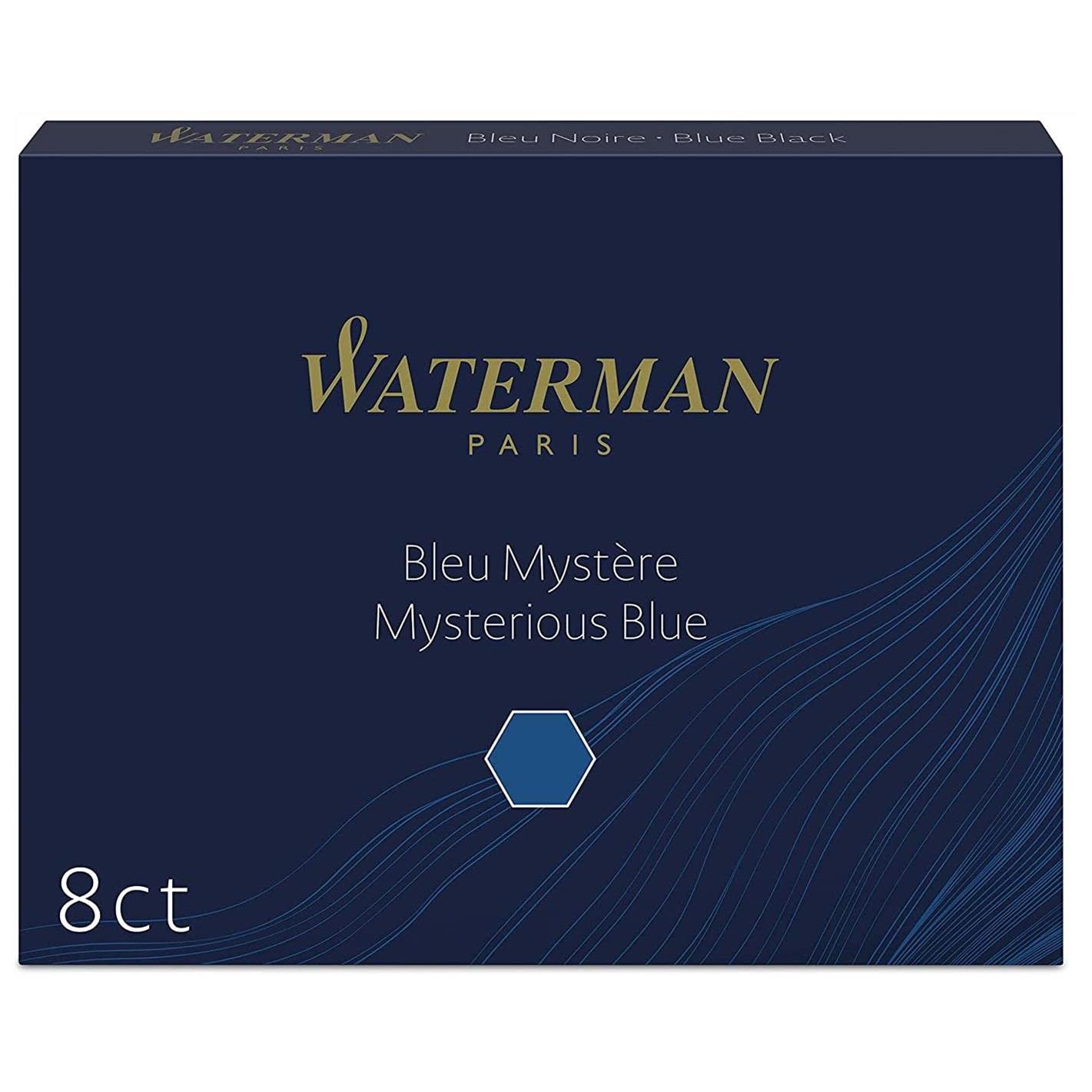 Waterman Lot de 10 cartouches d'encre compatibles avec tous les stylo-plume Waterman Full, bleu et noir