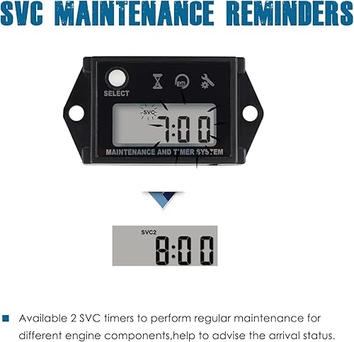 Miniatura 4 de Runleader Tacómetro digital para motor pequeño, recordatorio de mantenimiento, recuperación de RPM máxima, apagado del usuario, uso para cortacésped