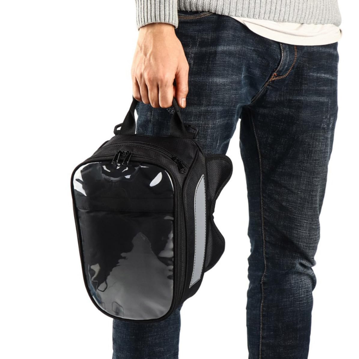 Bolsa de Depósito para Motocicleta Negra de Lona Oxford