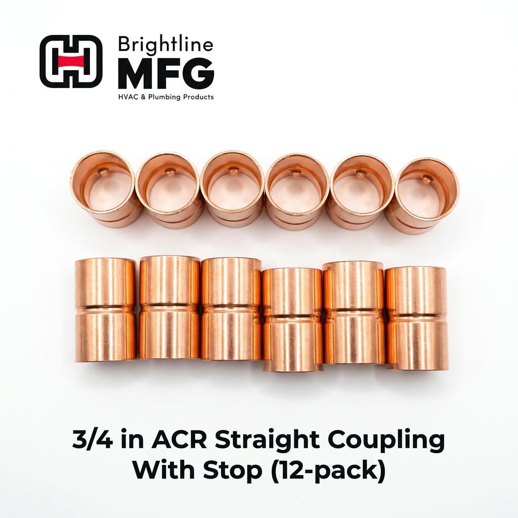 Brightline MFG - Raccordo 3/4 con raccordo ACR in rame, confezione da 12 pezzi, gomito per refrigerazione HVAC, connessione per saldatura sudore, connettore per tubo in rame ID 1,91 cm per sistemi AC