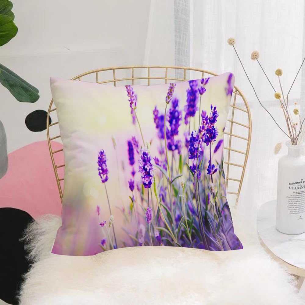 HYOSXW Cushion Cover,Throw Pillow Case Home Decorative for Living Room Bedroom Sofa Chair 16X16 Inch,Lavender, dreamlike Spring Spring with aromatic fresh flowers,Pillowcase 40X40cm