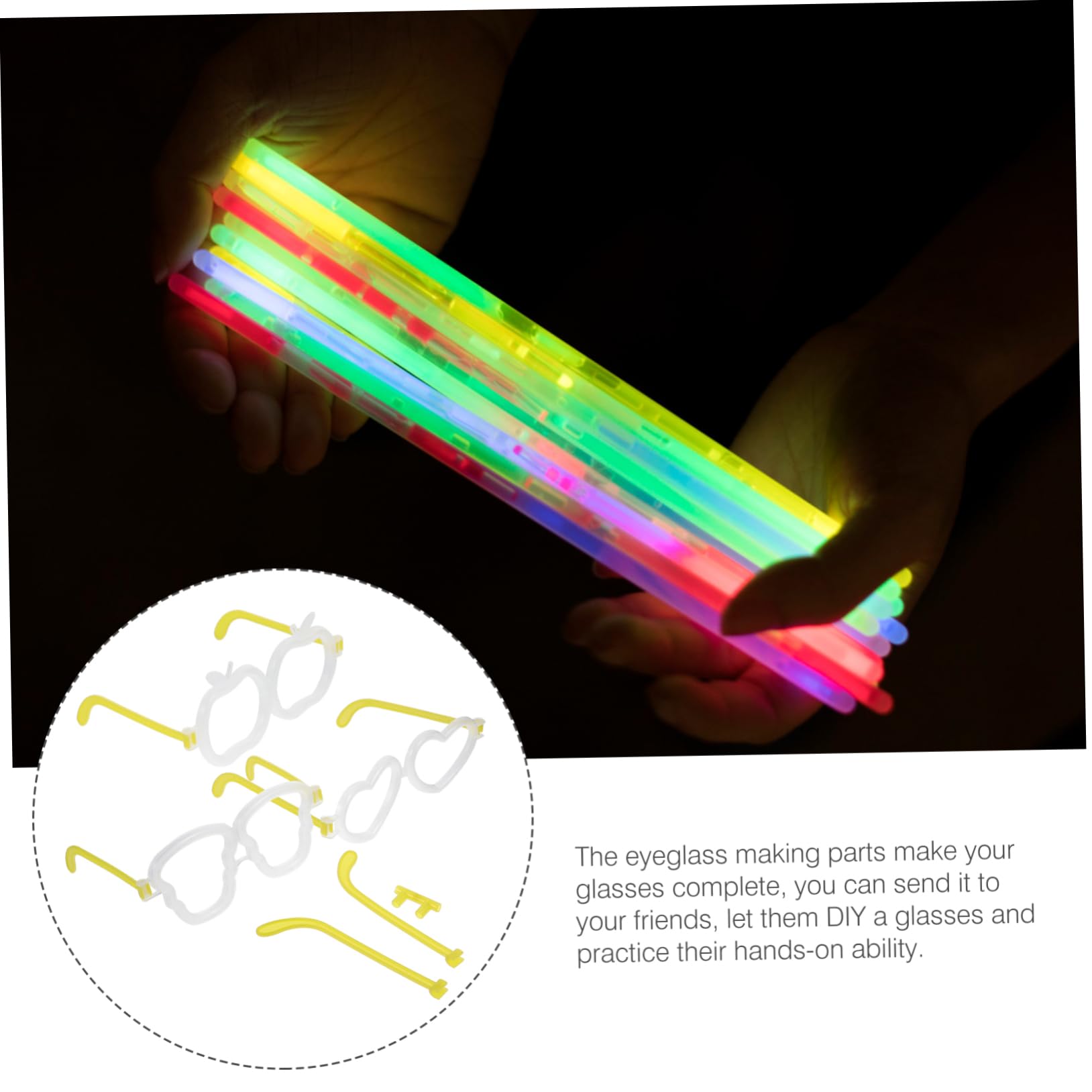 Abaodam 20 Pack Diy Glow Glasses Connectors Neon Light up Glasses Kit for Party Performance Diy Craft