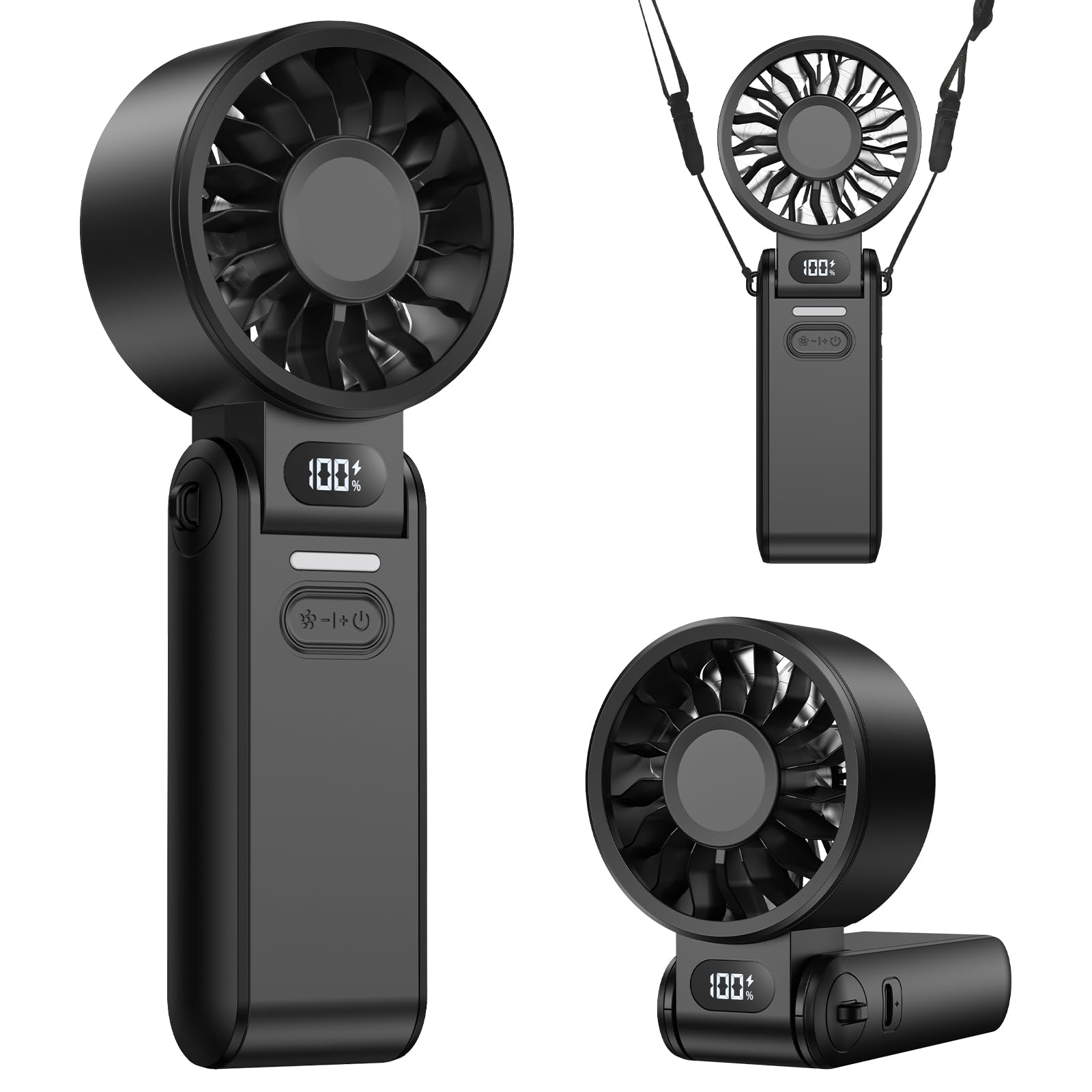 LIPETY Portable Turbo HandHeld Fan - Mini Hand Held Fan 4000mah Battery Operated USB Rechargeable Personal Foldable Powerful Fans for Travel Camping Outdoor Office School Home
