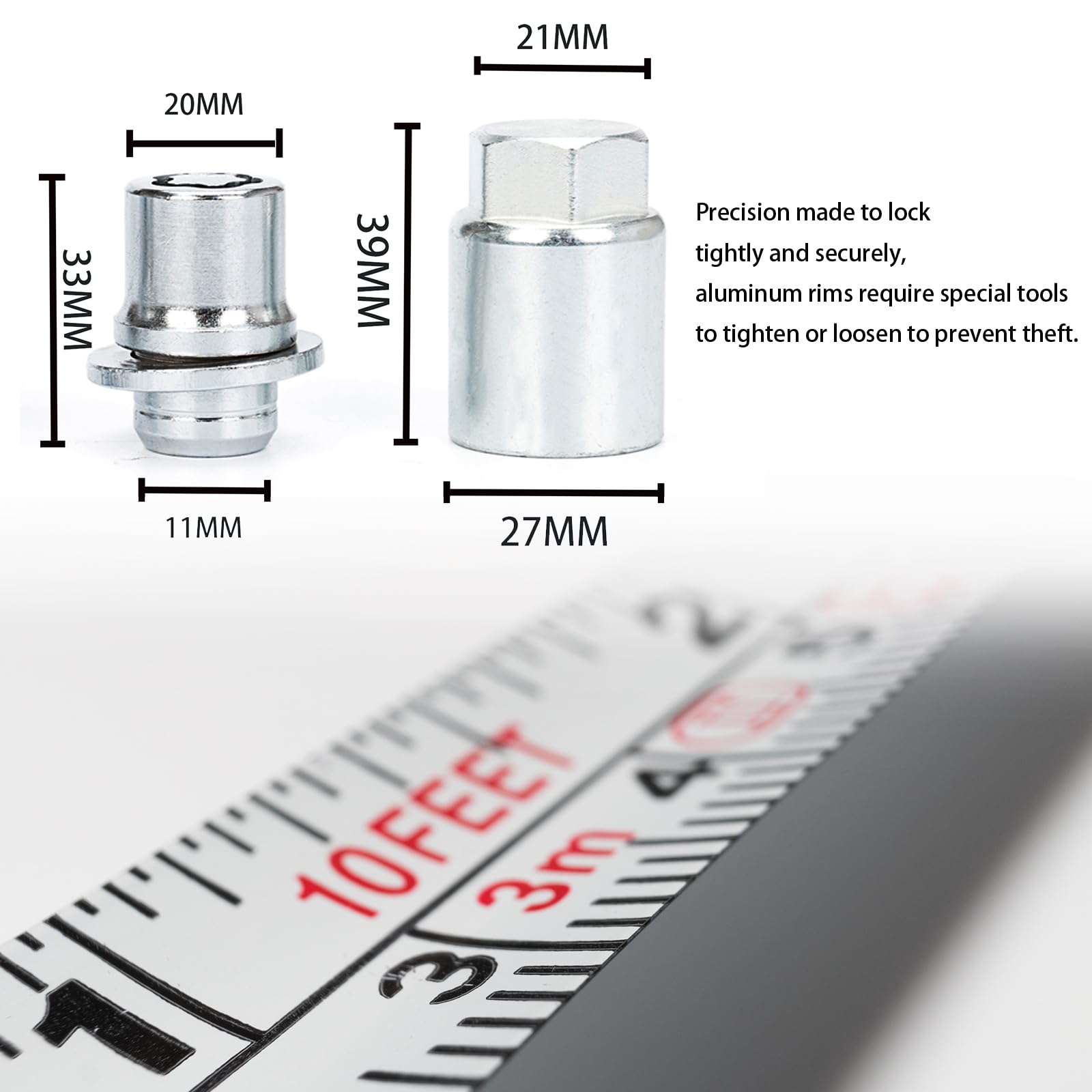 FOMIUZY Car Wheel Lock Lug Nut Set M12 x 1.5 for Anti Theft Compatible with Toyota Camry Tacoma Corolla Highlander Avalon RAV4 Sienna Venza Celica Prius Matrix CHR Mirai Lexus Replace 00276-00900