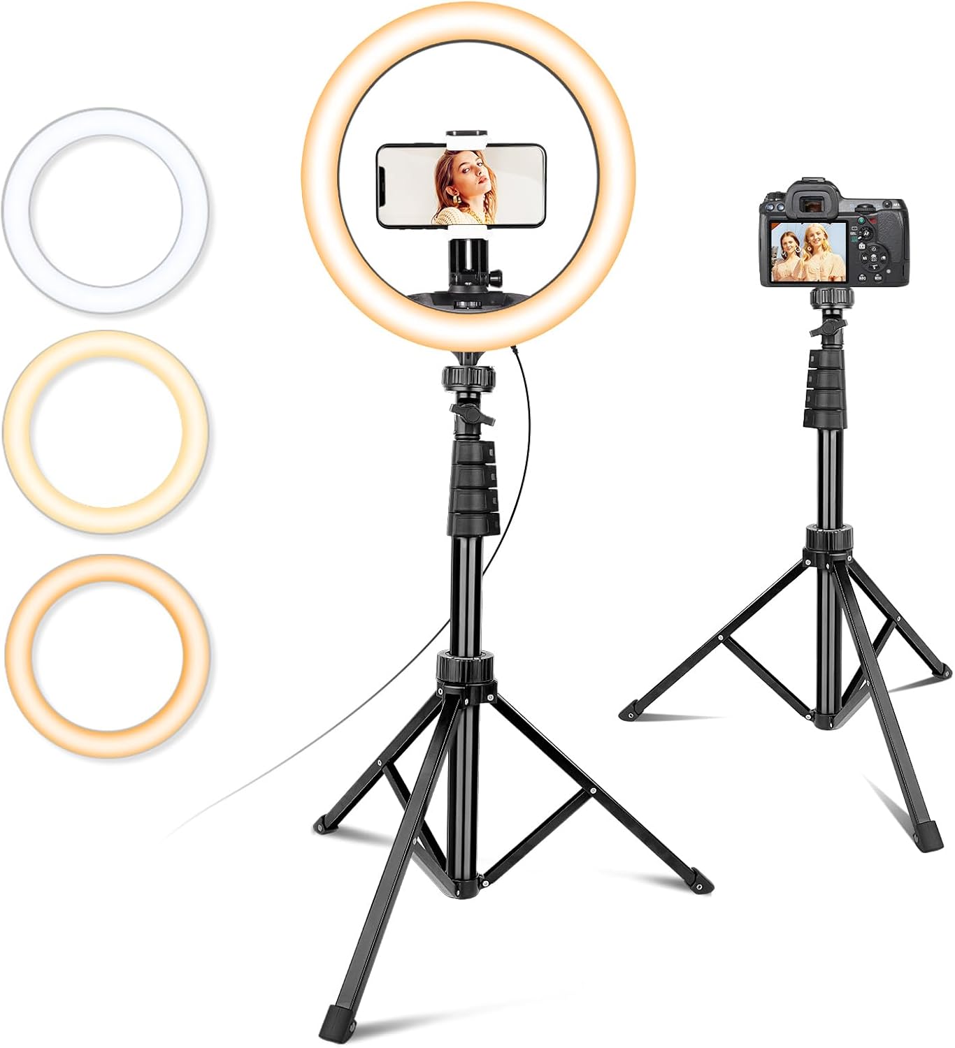 UBeesize 10”Selfie Ring Light with 62”Extendable Tripod