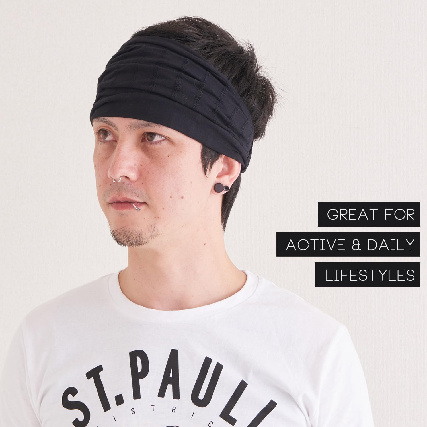 CHARM Wide Headband Bandana for Women - Mens Large Hair Turban Head Wraps Boho Band
