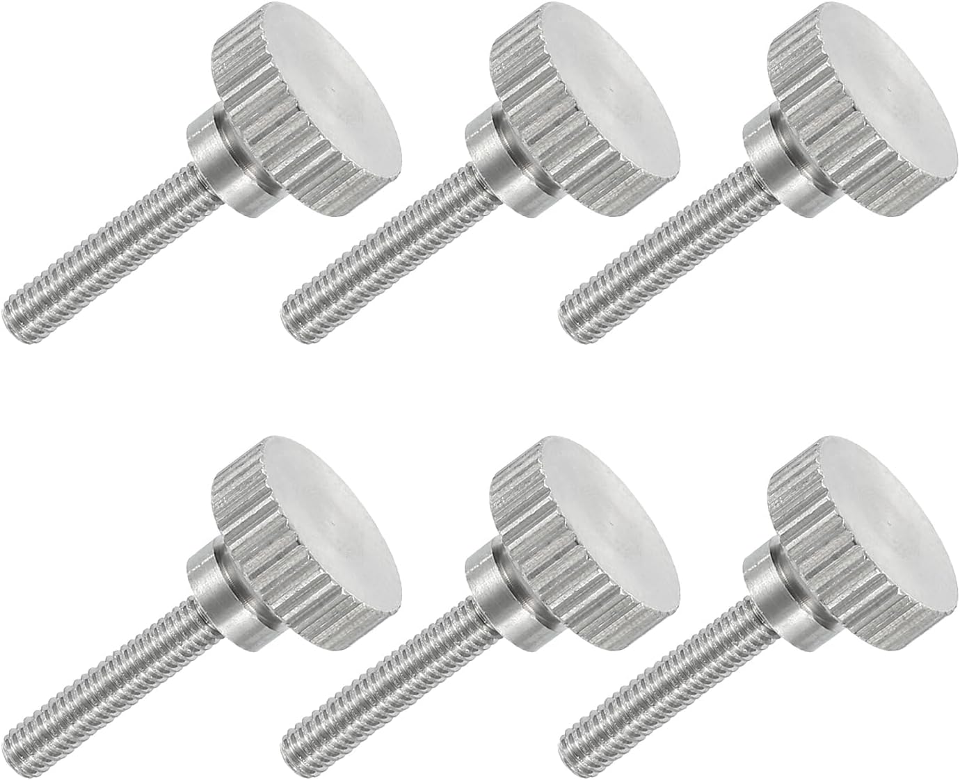 sourcing map 6 PCS M3 x 16mm Flat Knurled Head Thumb Screws,304 Stainless Steel Fully Threaded Thumbscrew Bolts Fasteners for Lighting Household Appliances Electronic Equipment