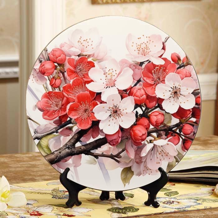 Peaceful Seaside 10-inch Ceramic Plate for Wall Display or Tabletop, with Stand & Hook DP-628296563
