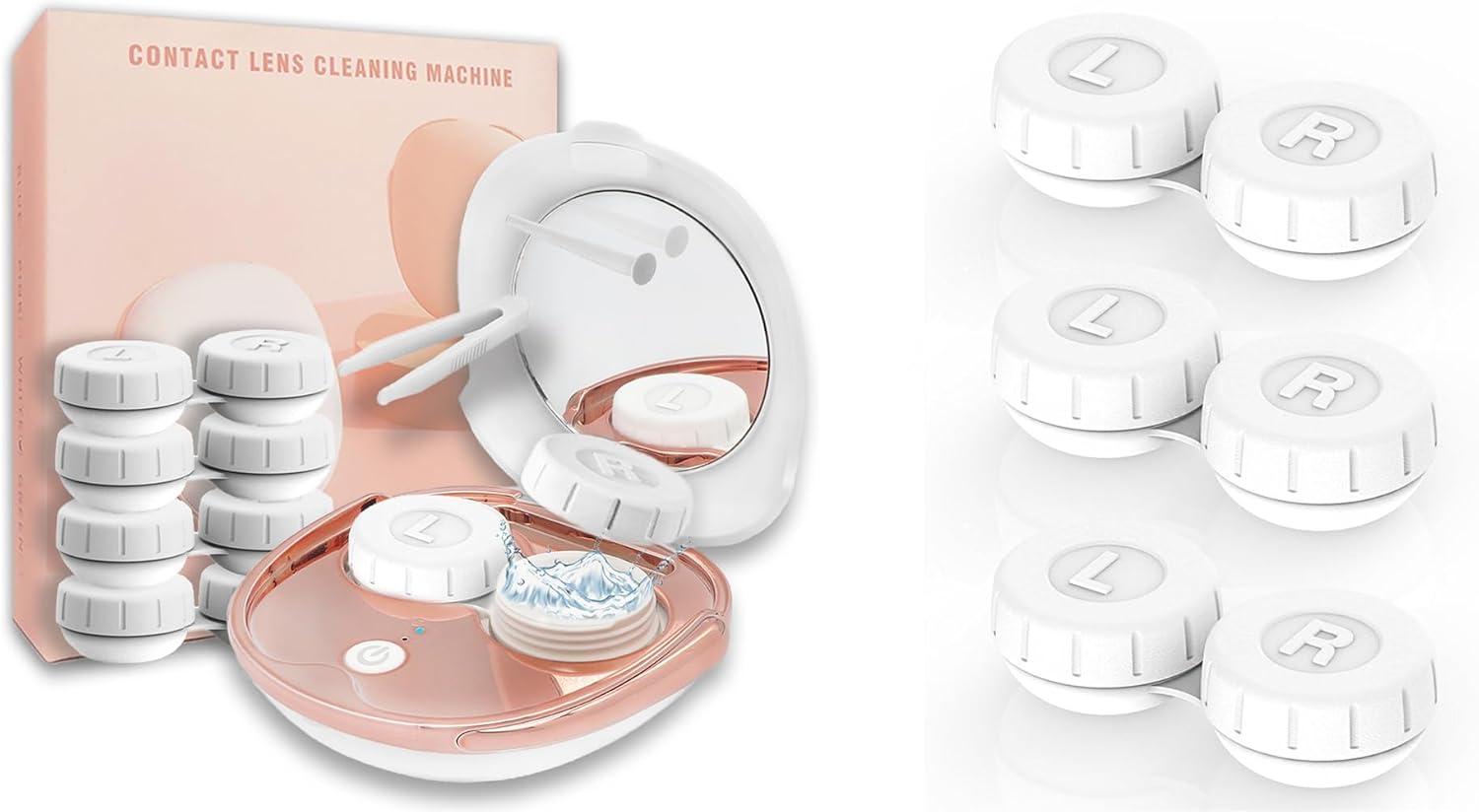 Vastsoon Portable Ultrasonic Contact Lens Cleaner Machine Kit with Extra 3PCS Solution Cleaning Case Replacement