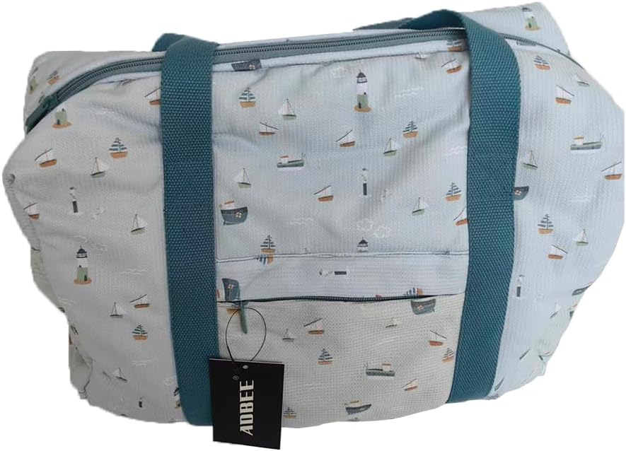 Lightweight Travel Duffle Bag - Cute Sailboat Print Weekender Bag, Foldable Carry-On Tote for Women, Kids, and Family Trips