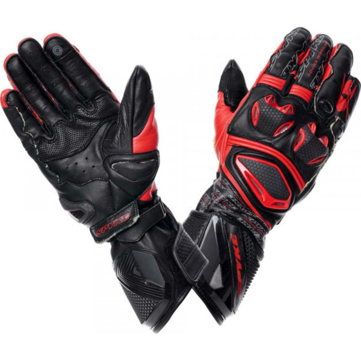 Spyke Tech Pro Motorradhandschuhe aus Leder, Schwarz und Rot (S) Auto & Motorrad
