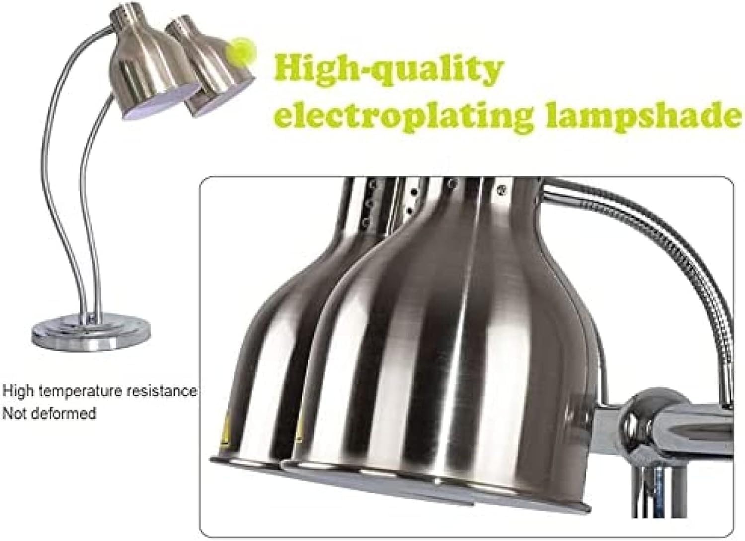 Lampada riscaldante per alimenti, regolabile, autoportante, per catering e feste, mantiene al caldo pizza, bistecca, pollo, design a doppia testa, uso versatile