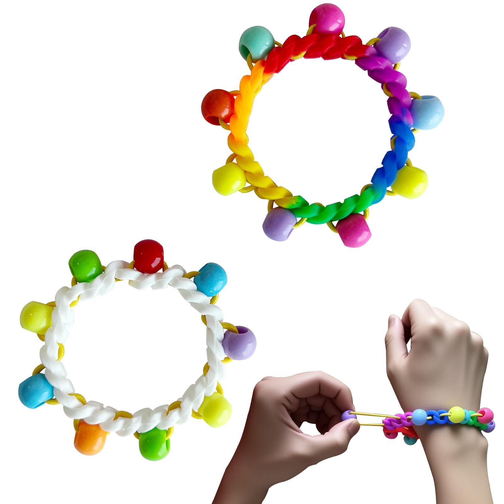 Okueejur 2 Pack Skin Picking Fidget Stretchy Loom Silicone Bead Anxiety Relief for Trichotillomania Nail Biters Hair Pulling