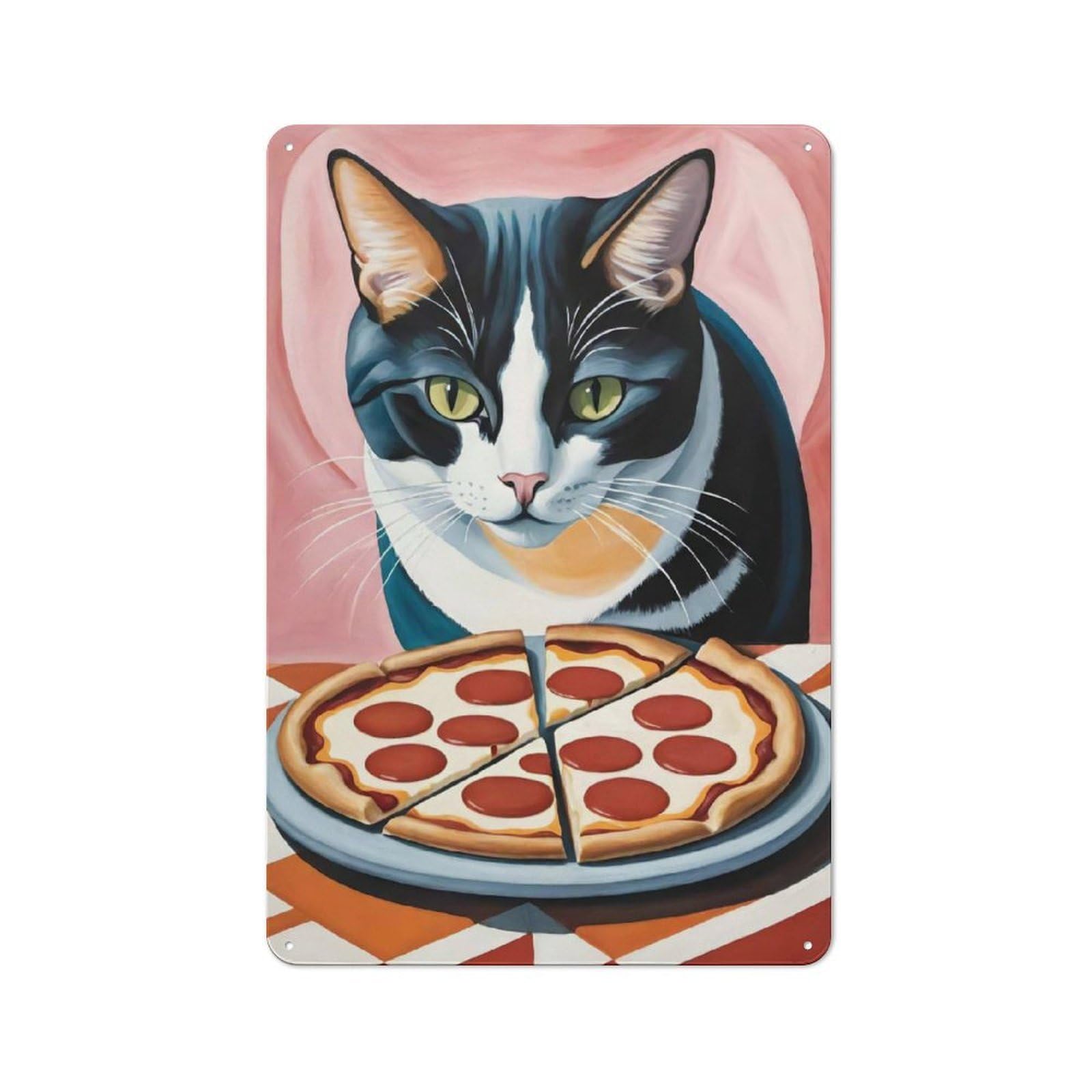 Classic Pepperoni Pizza Metal Sign 30x20cm, Classic Pub Decor for Diner, Restaurant, Shed Or Kitchen
