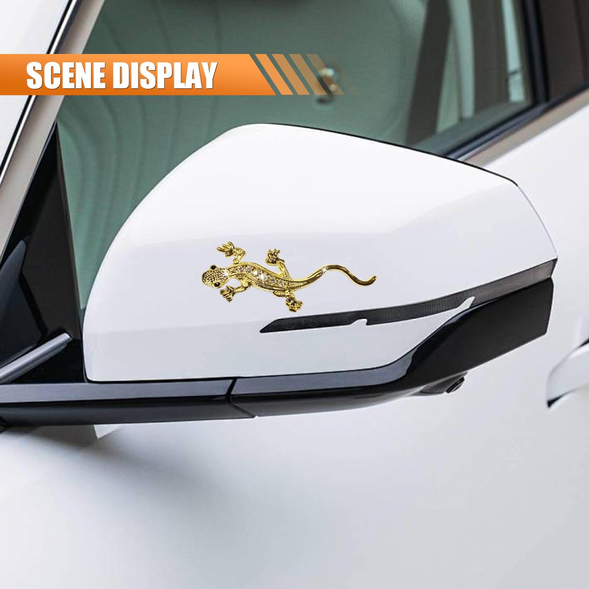 Bling Gecko Emblem Car Sticker 3D Metal Car Door Badge Crystal Rhinestone Auto Window Bumper Decal Universal Vehicle — view 4