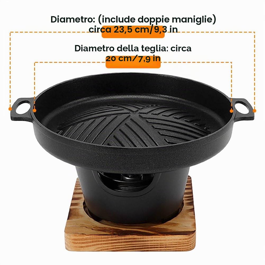 Cocoarm Barbecue a carbonella, portatile, mini asta per barbecue coreano, rivestimento antiaderente, senza fumo, da campeggio, con alcool o carbone