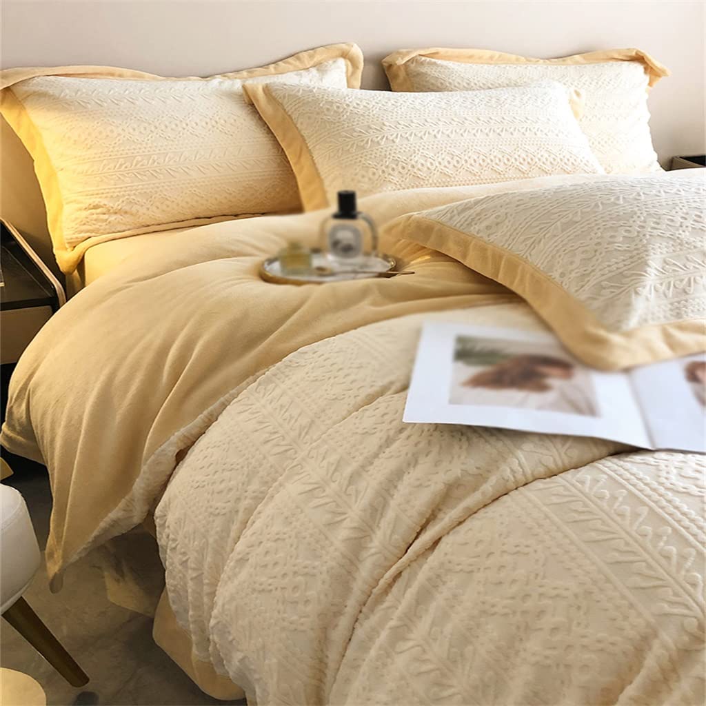 Cama Juego de Cuatro Piezas Velvet Tallado Invierno Espesado Tibio Tibio de Doble Cara Cubierta de Almohadilla de Almohadilla de Camisa de Terciopelo