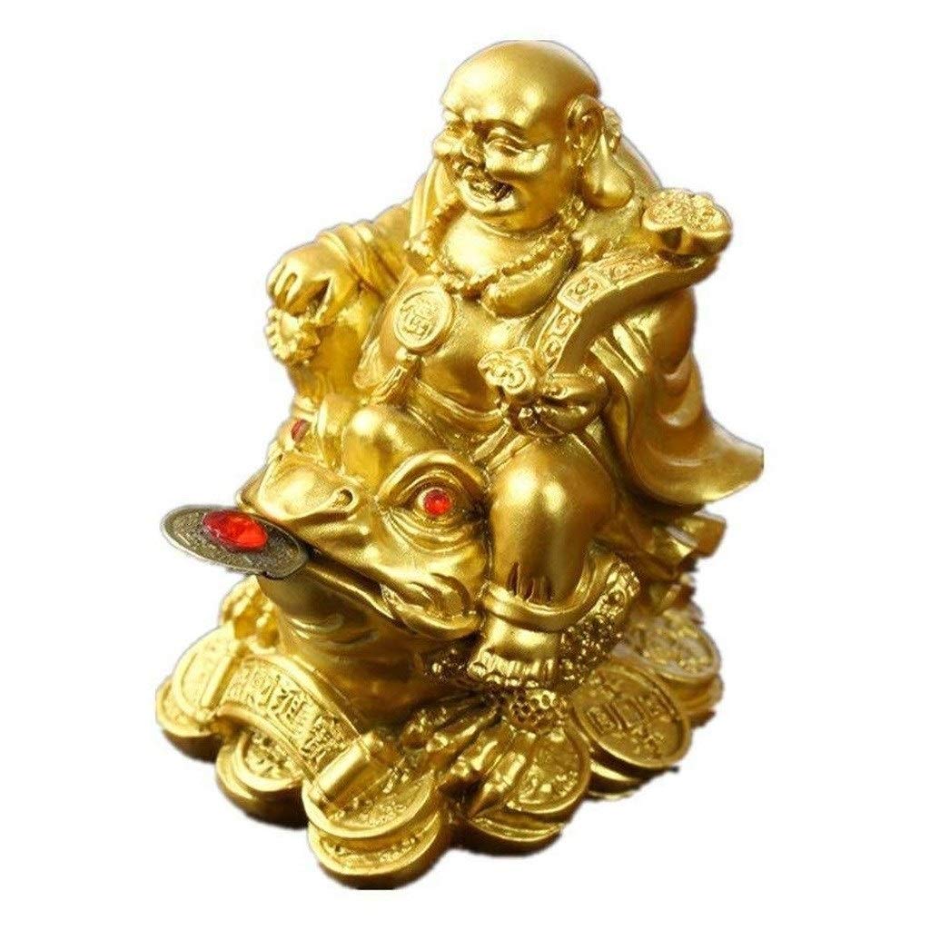SBCGFY Feng Shui Statue,Feng Shui Resin Statue Smiling Buddha Statue Sitting On Money Decorative Statue For Home And Office Blessing Gift,B