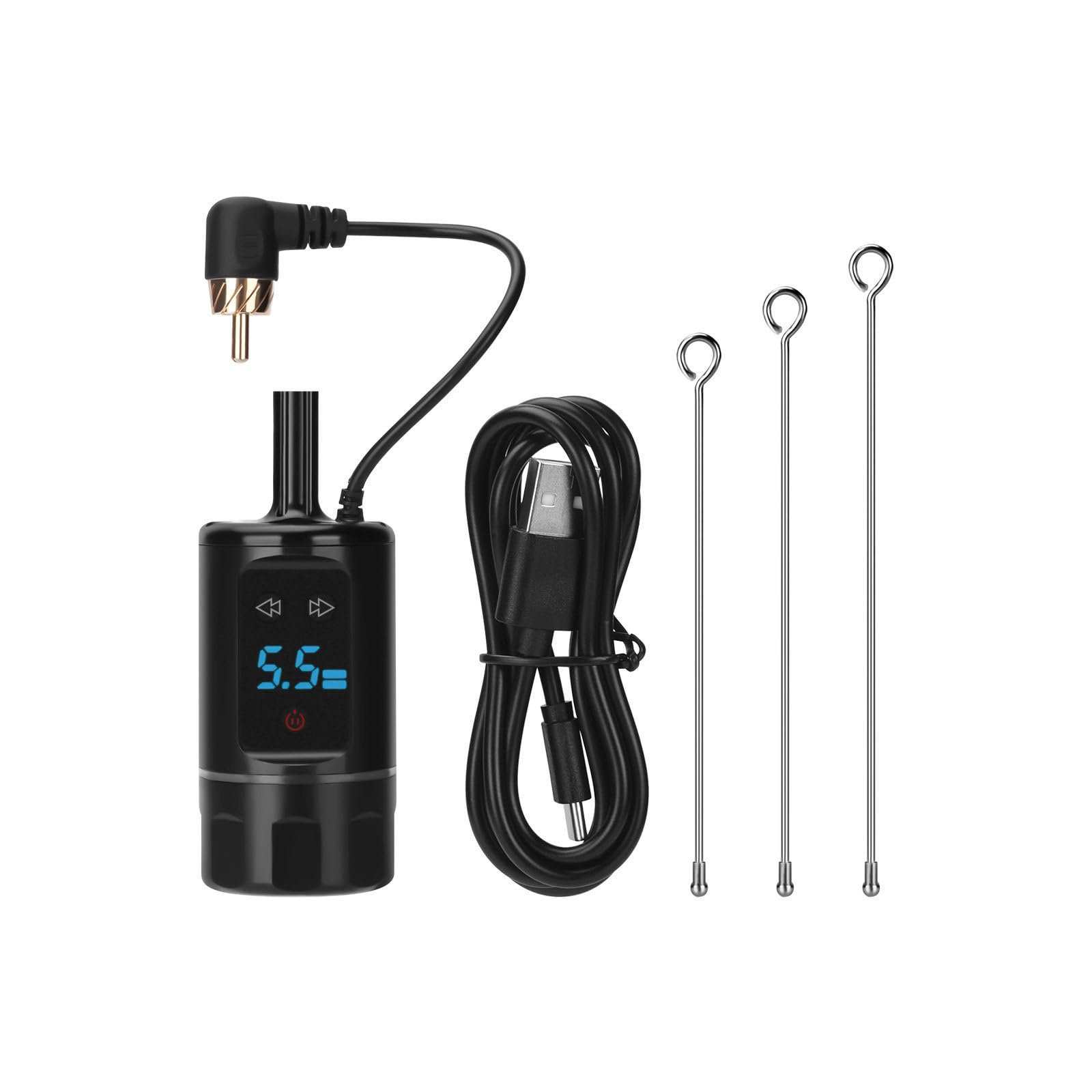 Alimentatore per tatuaggi wireless - Alimentatore ricaricabile da 1400 mAh con display LED, controllo della tensione da 0,1 V e ricarica USB per macchinette per tatuaggi