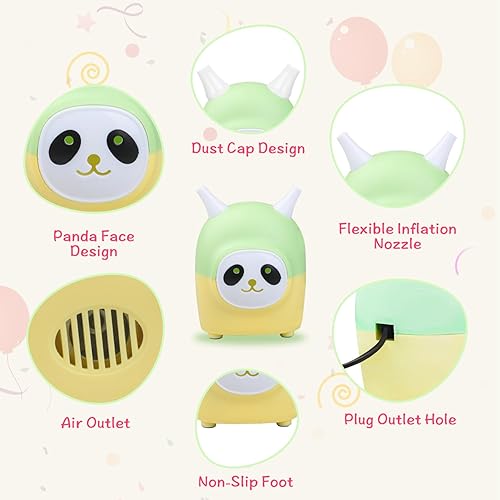 Miniatura 2 de Bomba de globo eléctrica portátil pequeña panda inflador de globo máquina soplador bomba de aire doble boquilla soplador de globos para decoración