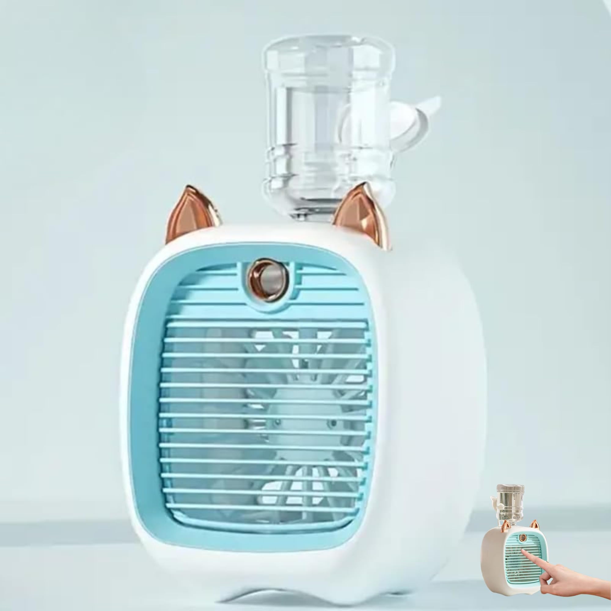 Enfogo 𝟏𝟓-𝐘𝐞𝐚𝐫 𝐖𝐚𝐫𝐫𝐚𝐧𝐭𝐲 Portable Cat Ear Mini Air Conditioner & Humidifier, Rechargeable 2-in-1 Cooling Fan with Multiple Speeds for Personal Use at Home, Office, Outdoors-image-34