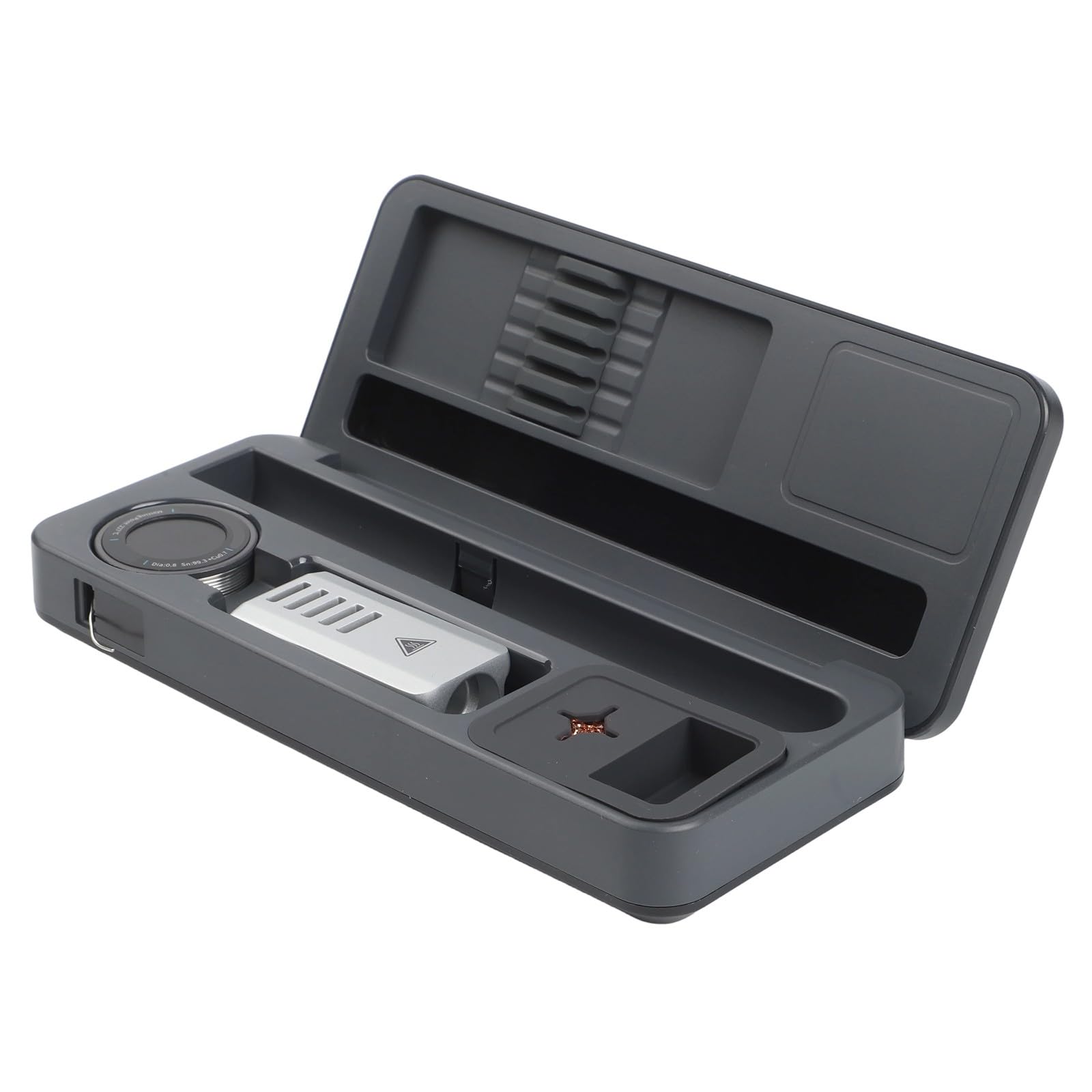 Saldatore intelligente HS-02 con scatola portaoggetti da banco da lavoro in lega di alluminio CNC da 100 W, ricarica rapida PD/QC/DC e display a colori IPS da 0,96", per riparazioni elettroniche e uso