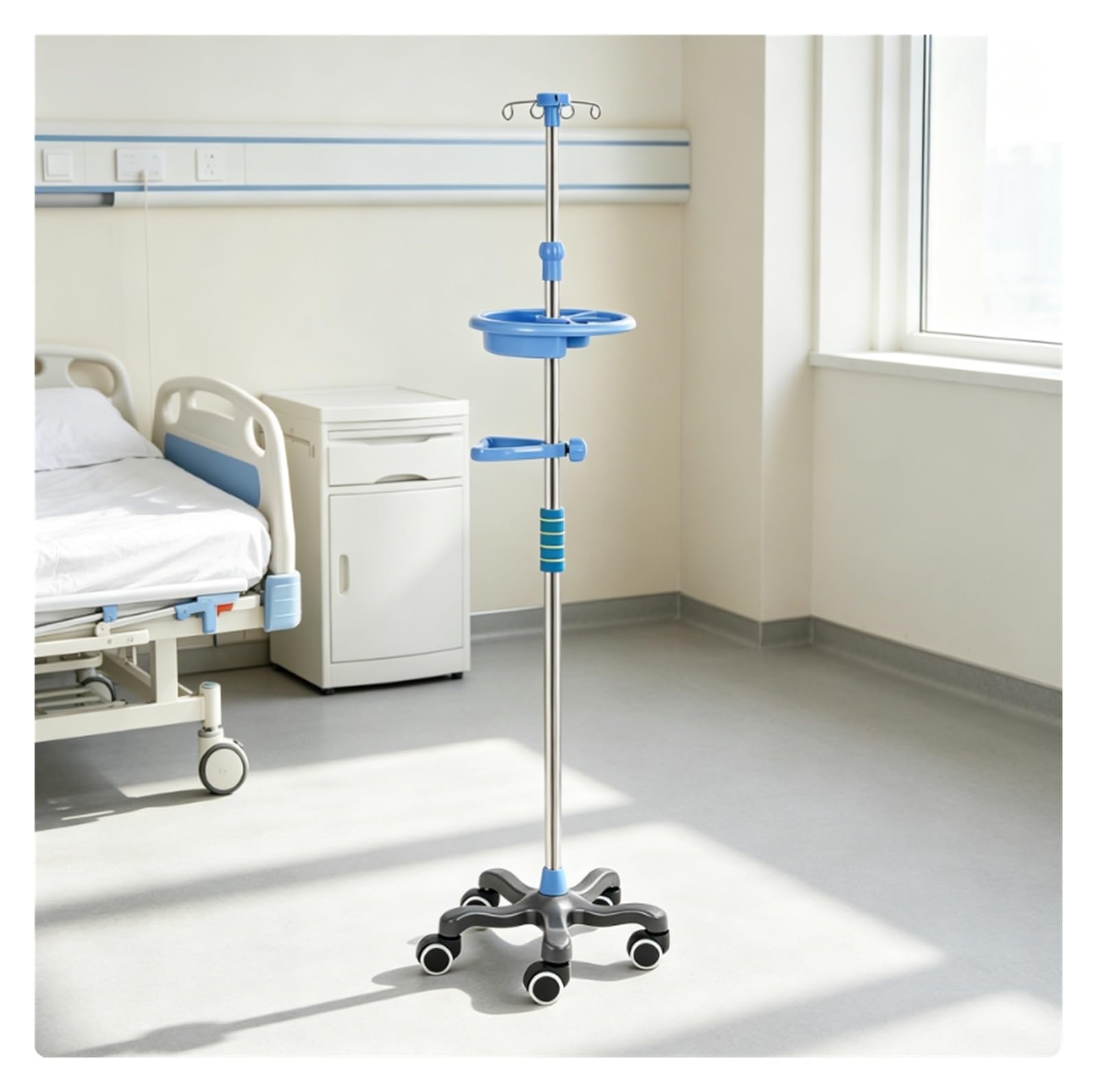 Soporte portátil for portasueros con ruedas y 4 ganchos Soporte para suero