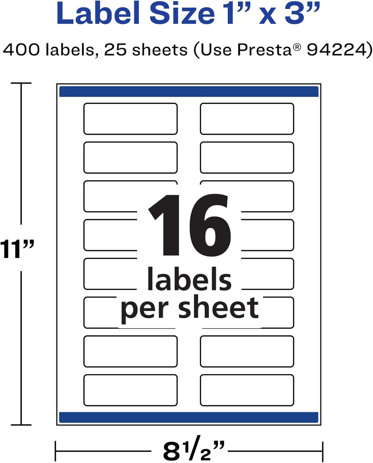 Avery Printable Durable White Rectangle Labels, Sure Feed Technology, 1" x 3", Print-to-the-Edge, Waterproof Labels, Laser & Pigment-Based Inkjet Compatible, 400 Total