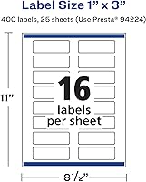 Vista 5 de Avery Matte White Rectangle Labels, Sure Feed Technology, 1" x 3", 400 Matte White Printable Labels