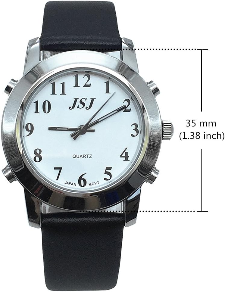 Spanish Talking Watch for Blind People or Visually Impaired People with Alarm of Quartz, Leather Strap