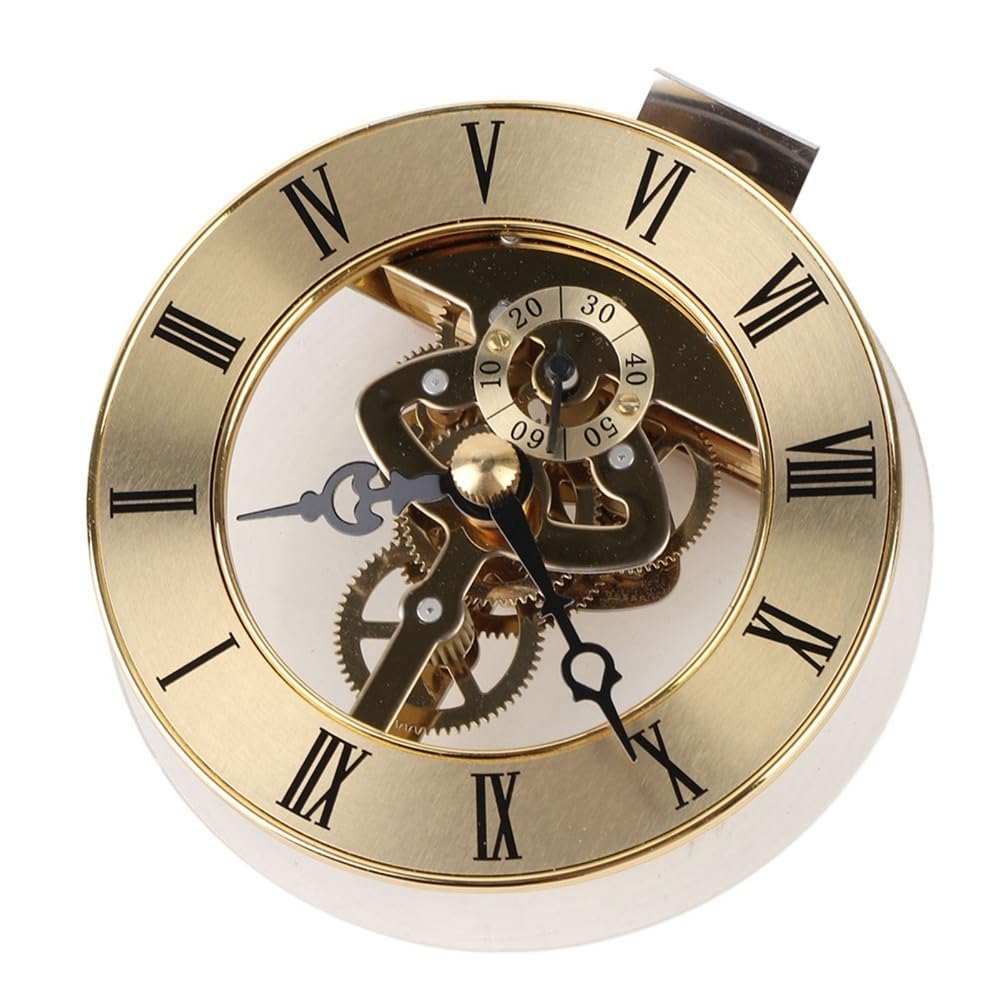 Mini horloge ronde en métal 86 mm et insert doré aux finitions luxe