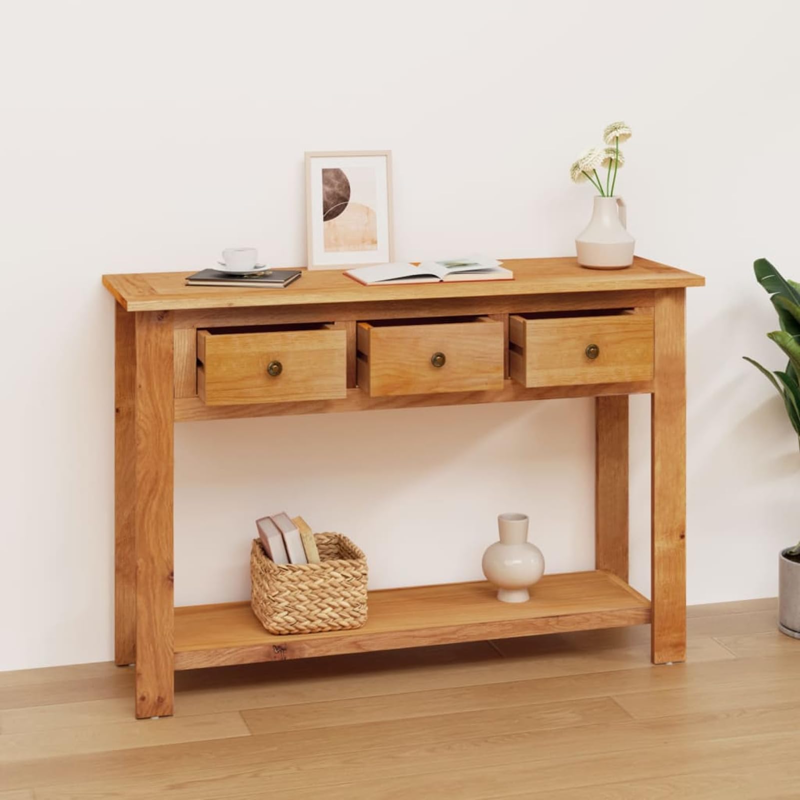 Vida Designs Arlington Consolle con 2 Cassetti, Legno Ingegnerizzato, Grigio e Quercia, H 74 x W 80 x D 30 cm