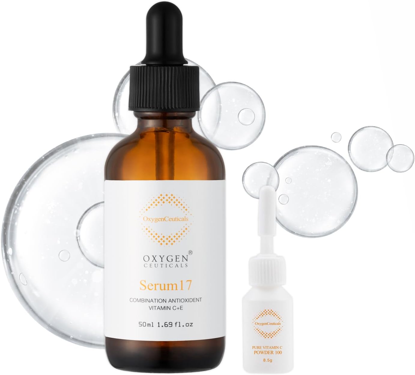 OxygenCeuticals Vitamin C + E Serum with Hyaluronic Acid, Sodium PCA & Vitamin E for Face and Neck | Antioxidant rich, Hydrating, Softening & Brightening Skin Tone Treatment | Age spot correcto