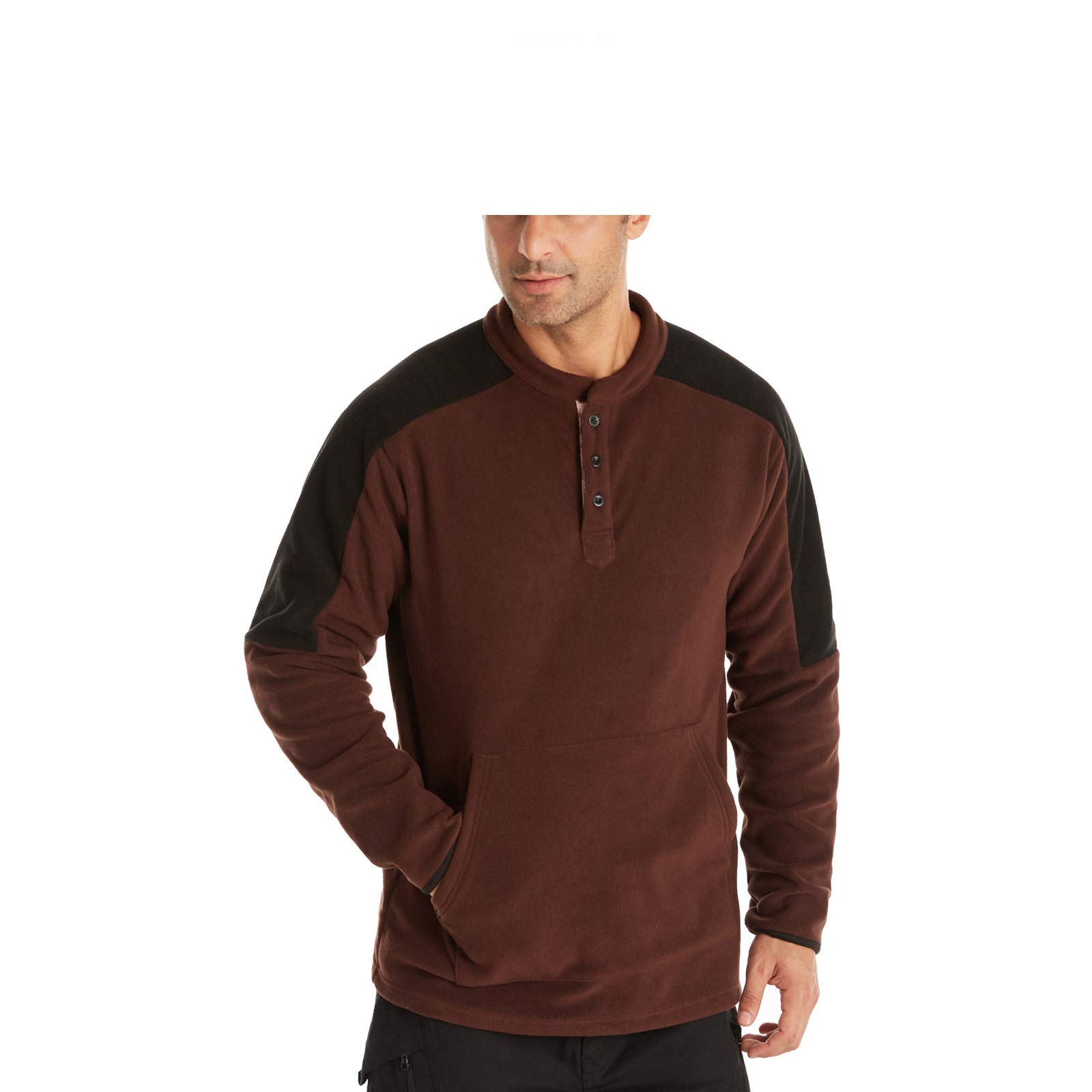 Men's V-Neck Sweatshirt Warm T-Shirts Jumpers Button Placket Fleece Pullover  Casual Crew Neck Long Sleeve Tops Sweater Sweatshirt Brown-L :  Amazon.co.uk: Fashion