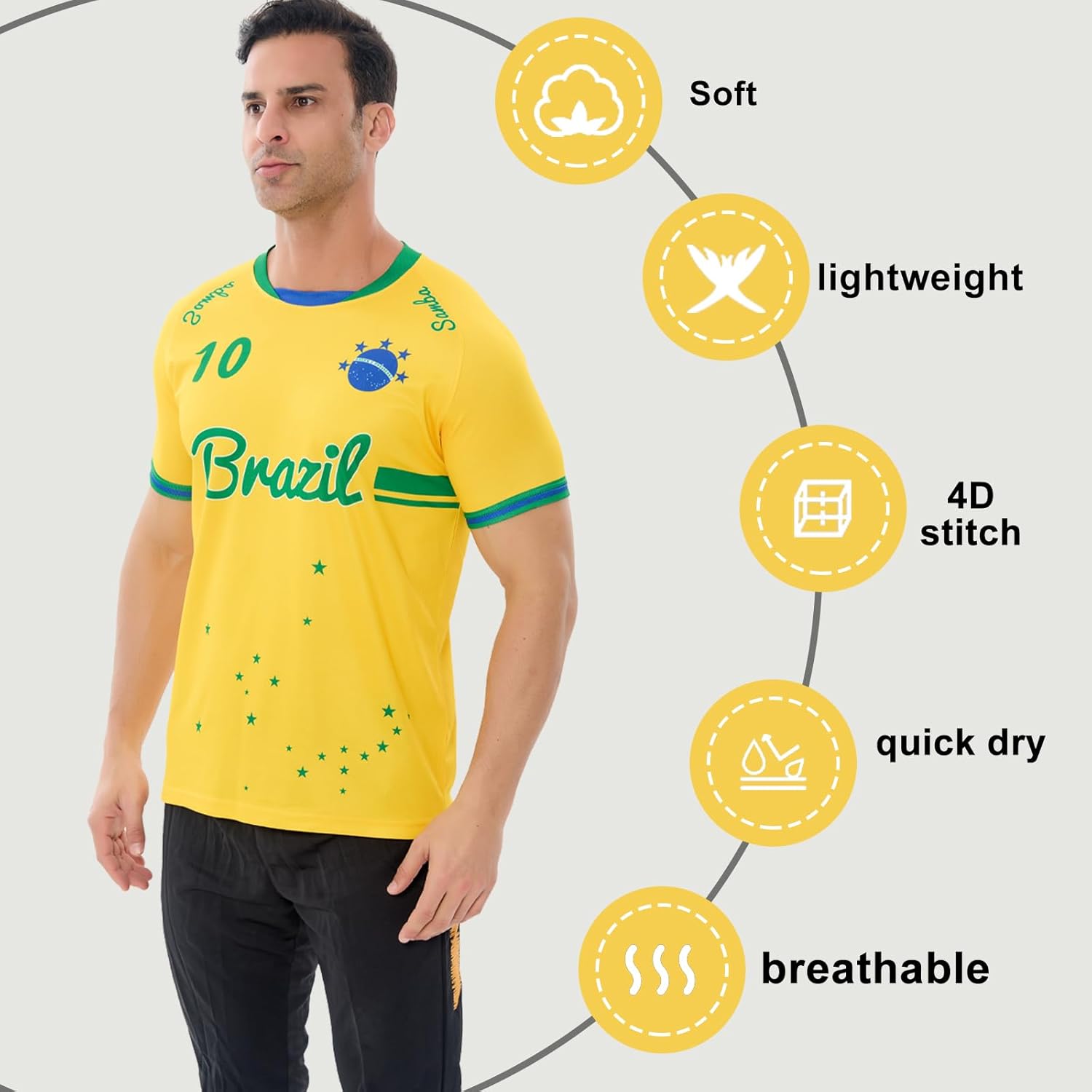 Soccer Jerseys for Men&Women S-2XL,#10 National Team Fan Soccer Practice Jerseys Football Shirt - Image 9