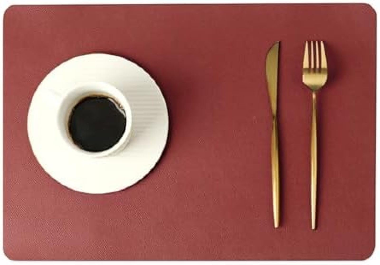 Set de table rectangulaire simili cuir lavable bleu marine vin rouge 43x30cm