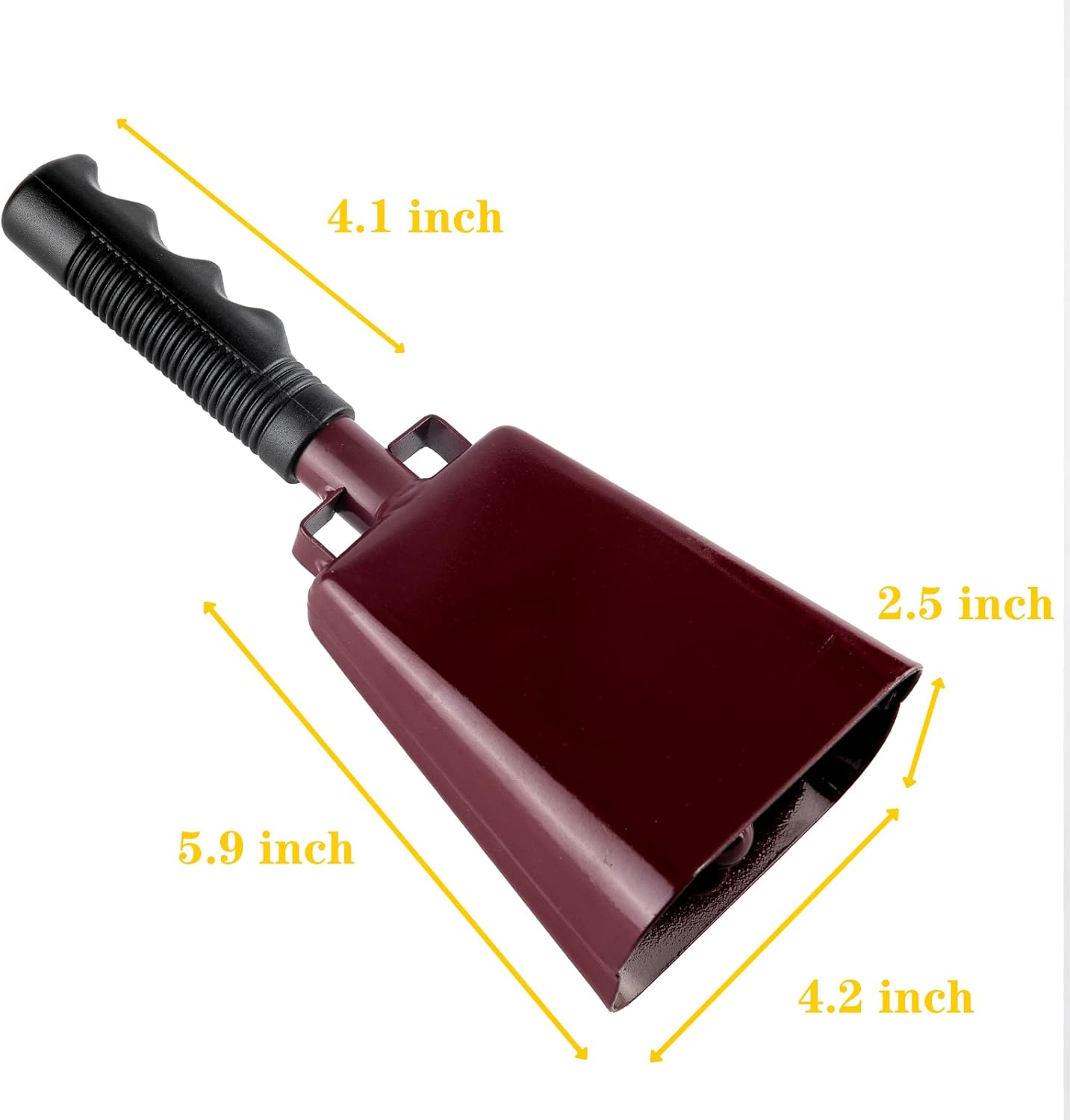 10 inch Black and Bronze Steel Cow Bell, Cheering Bell and Loud Noise Makers Hand Bells for Sporting Events, Football Games, School Bell, Farm Hand Chimes Percussion Musical Instruments