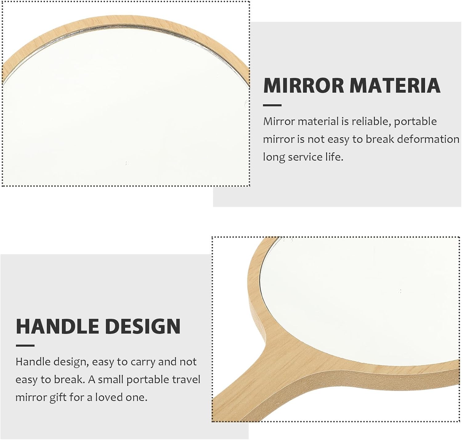 Handheld Vanity Mirror for Makeup Medium Circular 13.5x25cm Portable Hand Held Makeup Mirror for Women with Handle