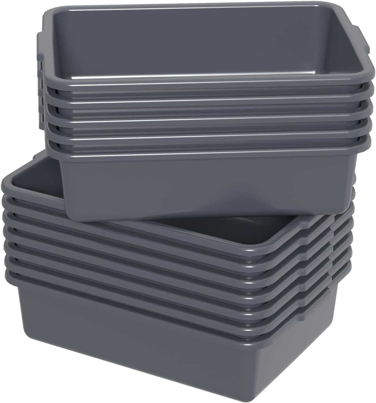 13 L Plastic Commercial Bus Box, 12-pack Plastic Bus Bin, Gray